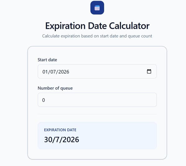 Calculadora de fecha de expiración